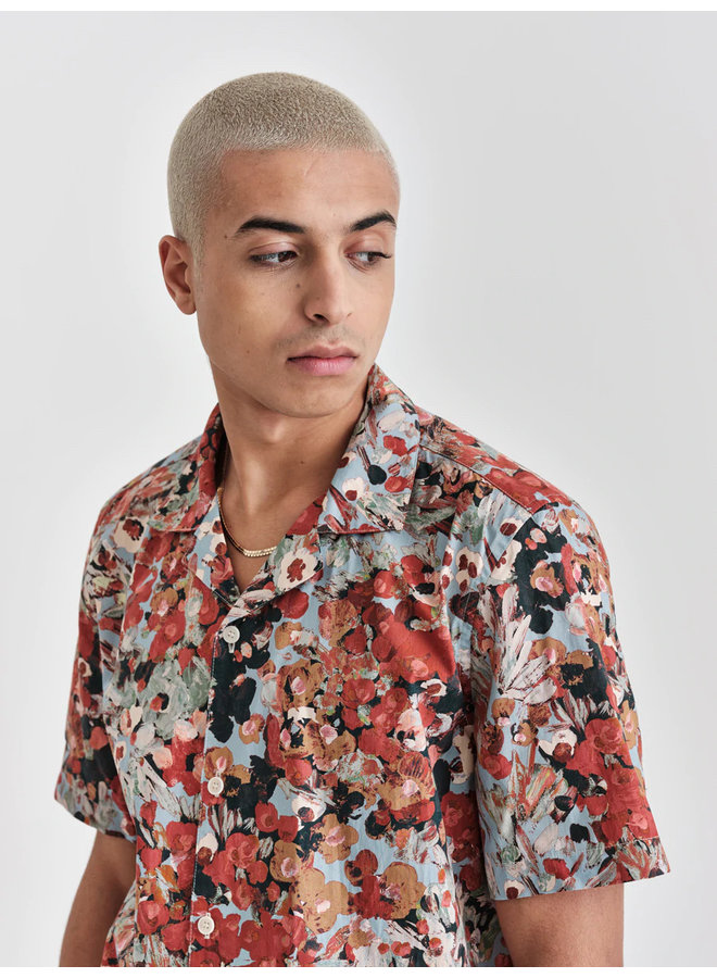 Didcot Shirt Monet Print - Sky Blue/Rust