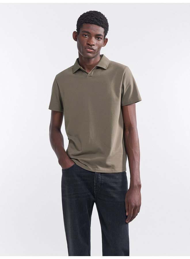 Stretch Cotton Polo T-Shirt - Mole Grey