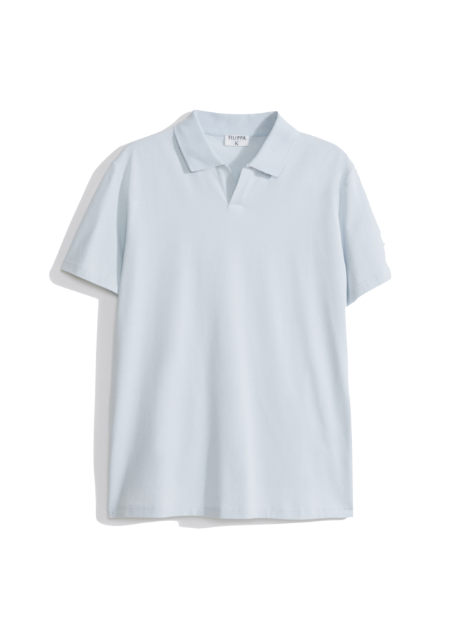 Stretch Cotton Polo T-Shirt - Soft Blue