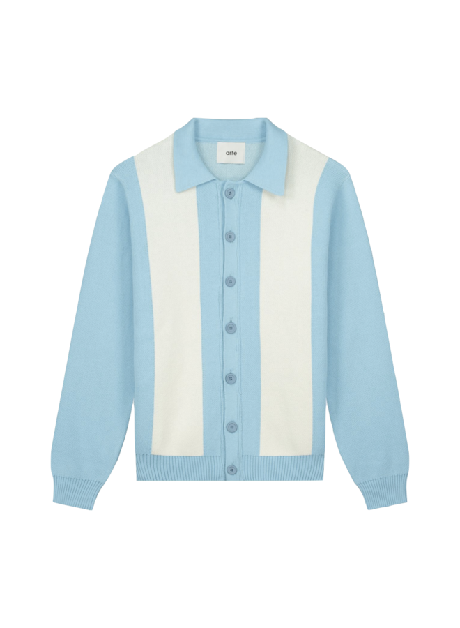 Keler Stripe Cardigan - Light Blue/Navy