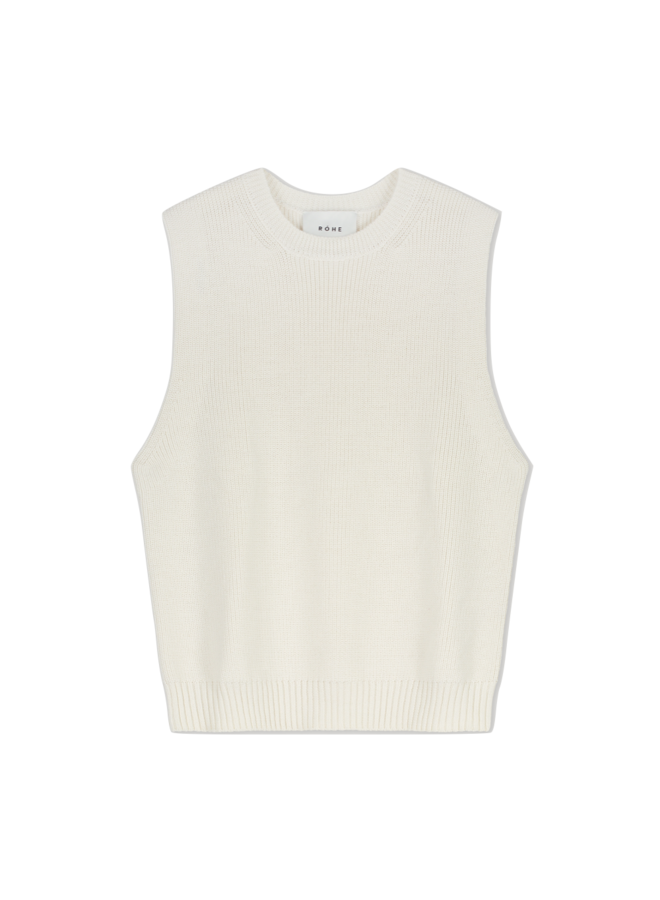 Knitted Sleeveless Vest - Off-White