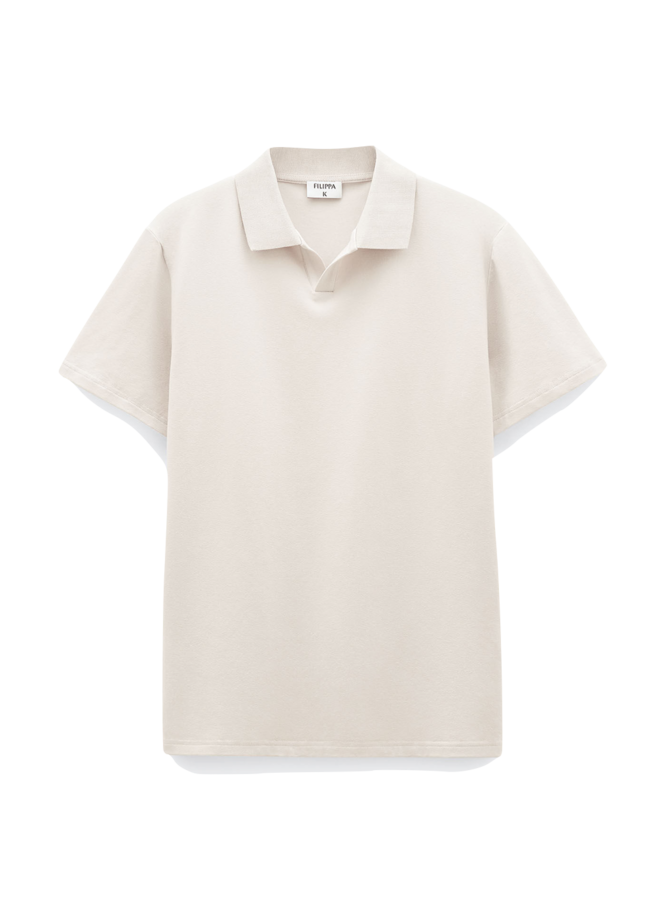 Stretch Cotton Polo T-Shirt - Dune