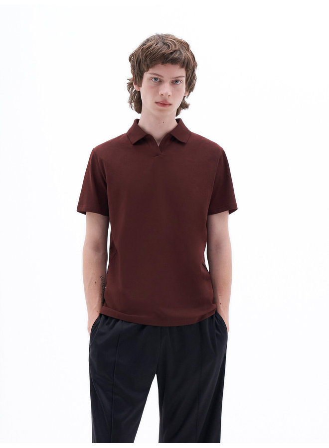 Stretch Cotton Polo T-Shirt - Brandy