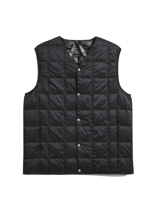 V-Neck Button Down Vest - Black