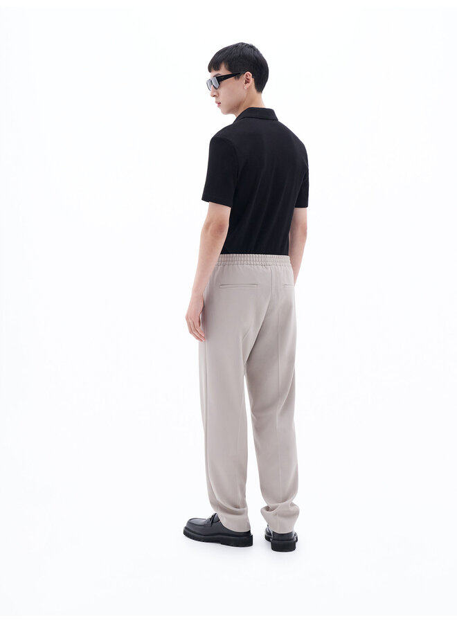 Relaxed Wool Trousers - Grey Beige