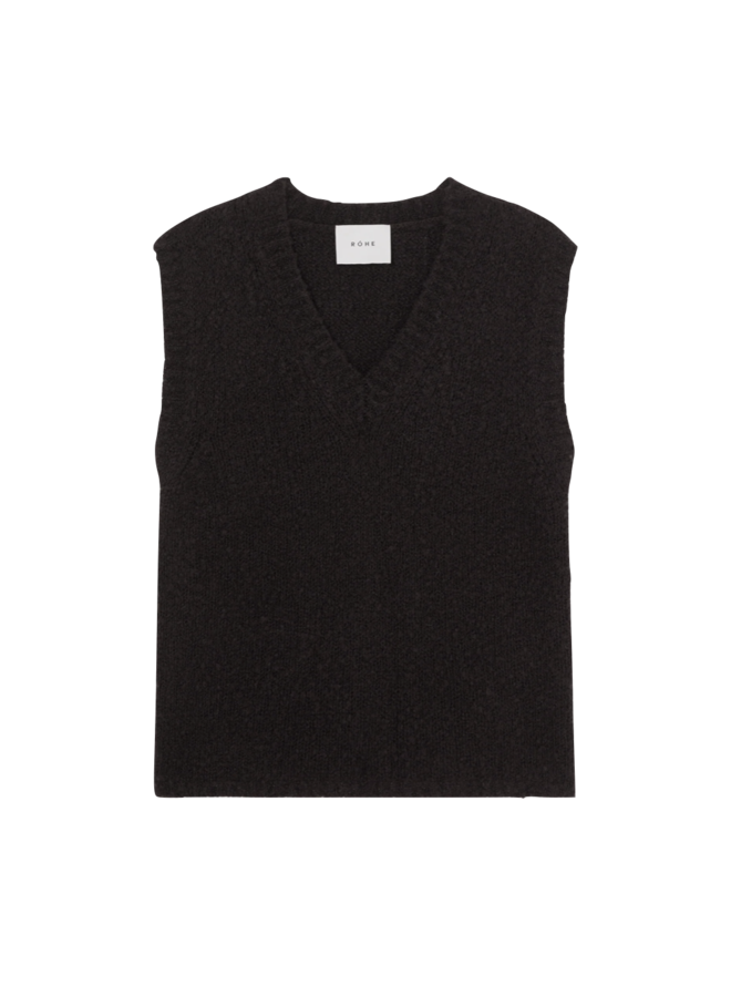 Bouclé Wool Sleeveless Vest - Brown