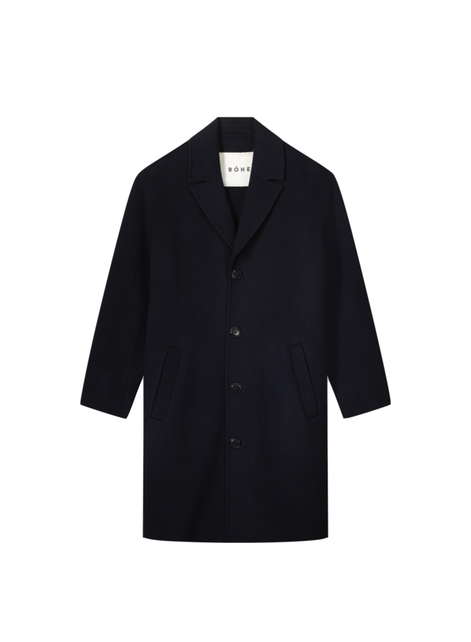 Double Face Woolen Coat - Navy