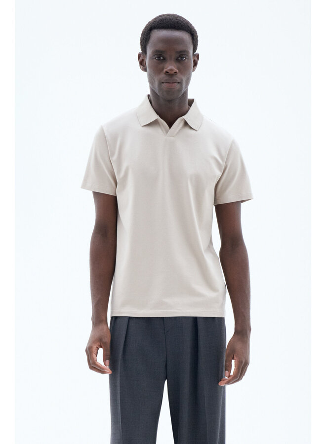 Stretch Cotton Polo T-Shirt - Light Taup