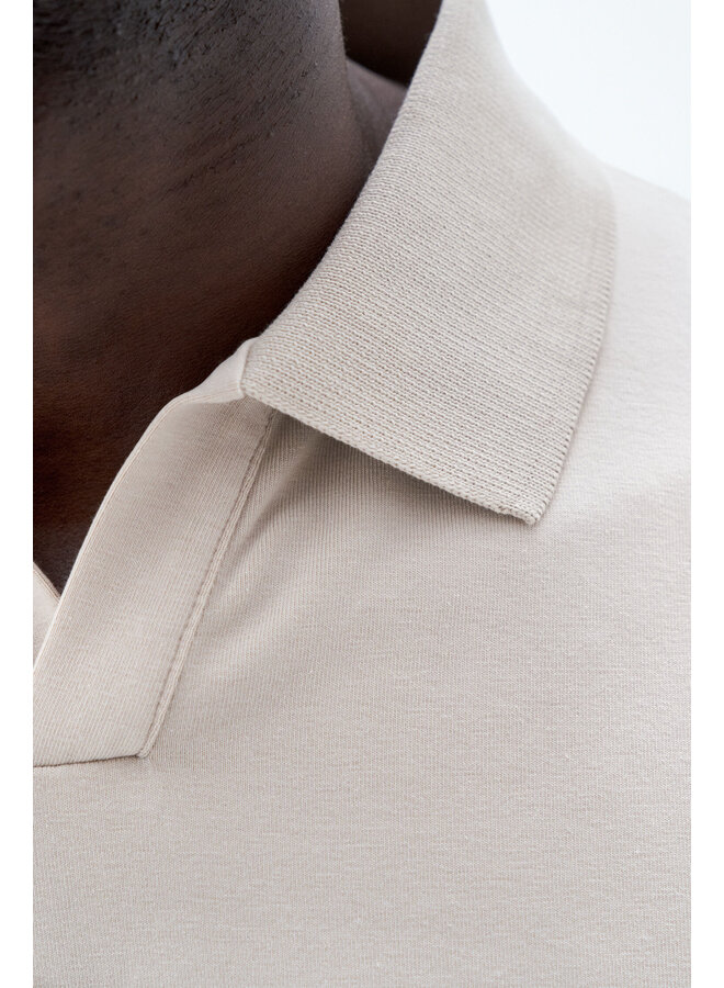 Stretch Cotton Polo T-Shirt - Light Taup