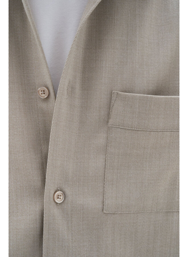 Boxy Wool Twill Shirt – Sage Melange