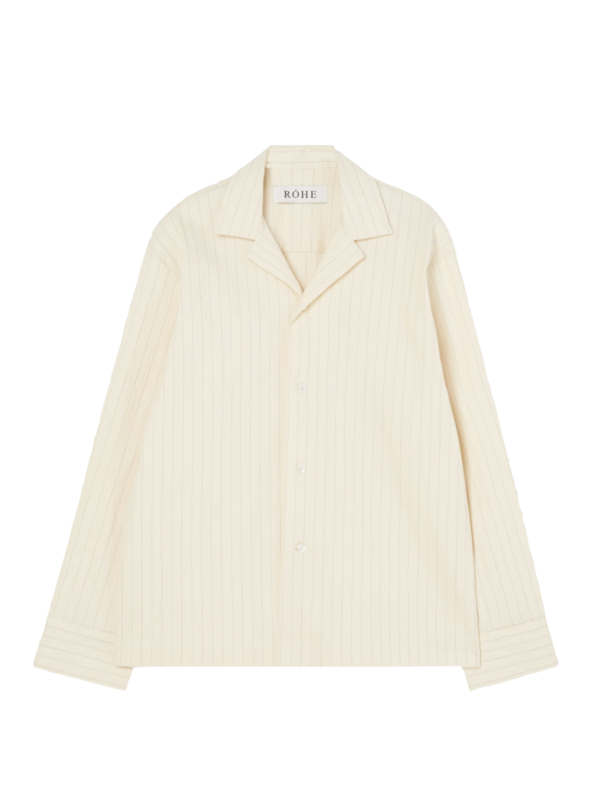 Camp Collar Pinstripe Shirt - Off-White Irregular Pinstripe