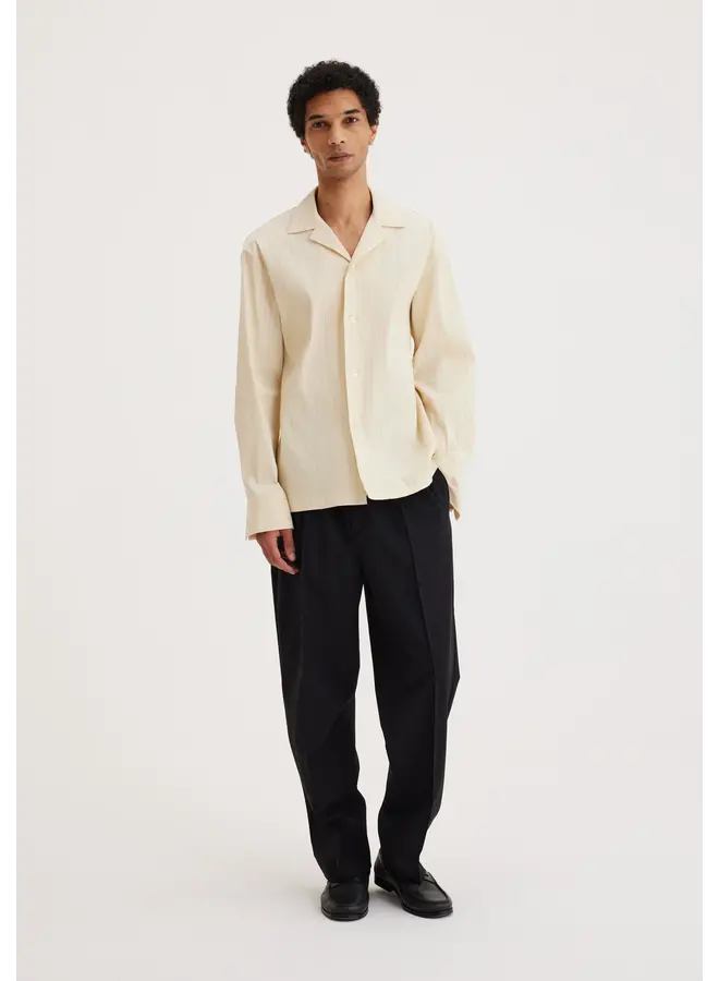 Camp Collar Pinstripe Shirt - Off-White Irregular Pinstripe