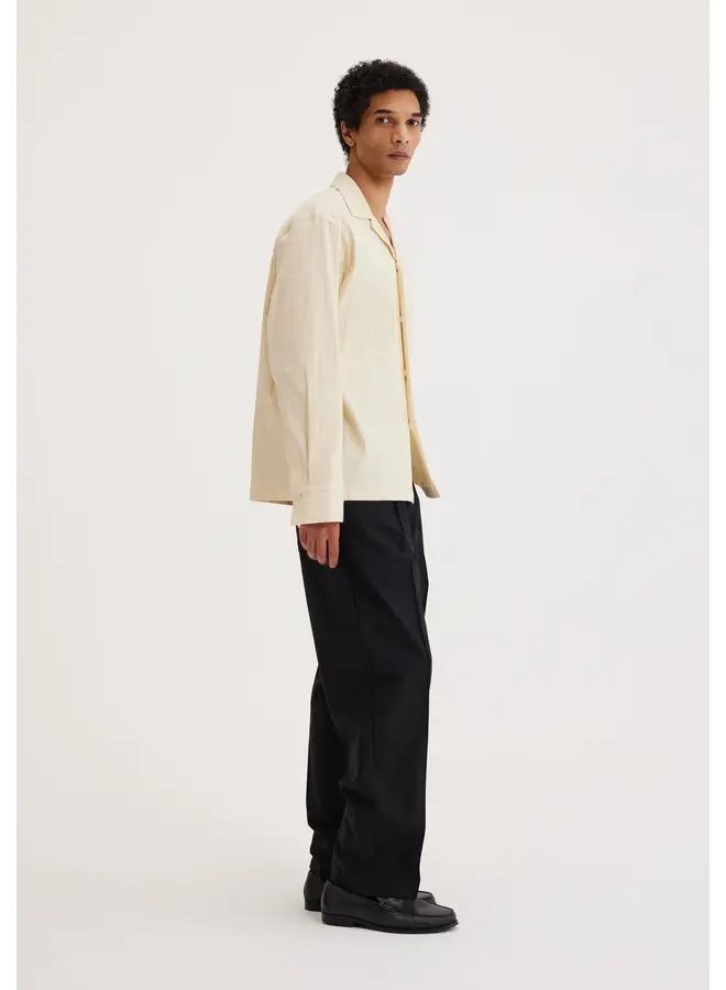 Camp Collar Pinstripe Shirt - Off-White Irregular Pinstripe