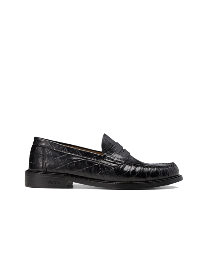 Yardee Mocassin Loafer Croco - Black