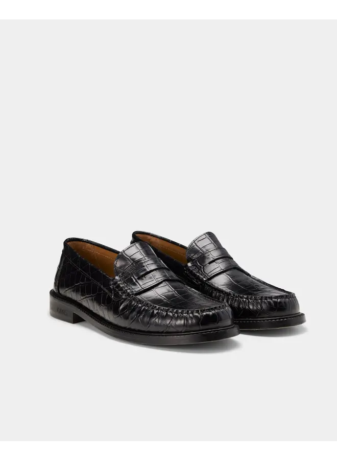 Yardee Mocassin Loafer Croco - Black