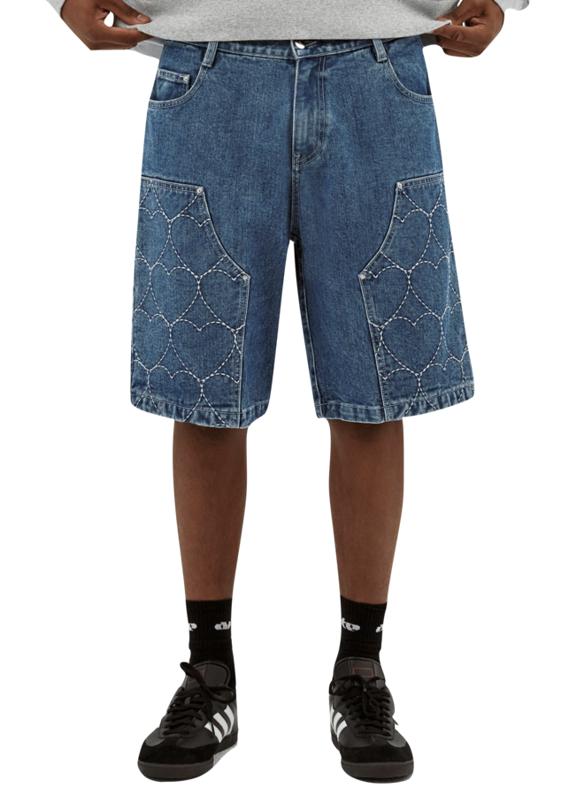 Serena Heart Shorts - Denim Bleach