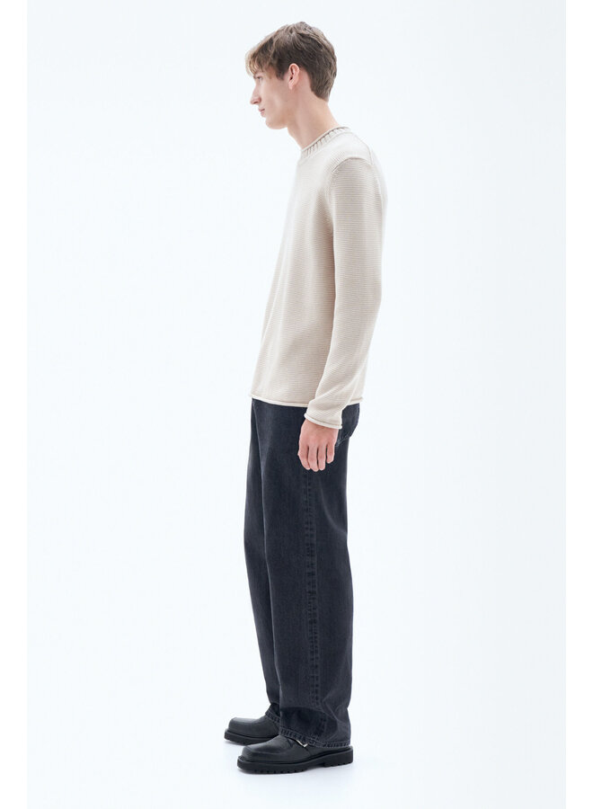 Rolled Hem Sweater - Light Beig