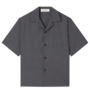 Oversized Camp Collar Short Sleeve Shirt - Dark Grey Melange