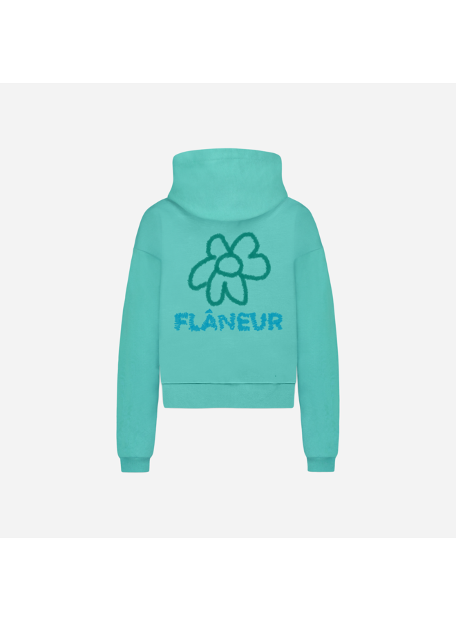 Flower Doodle Zip-up Hoodie - Green