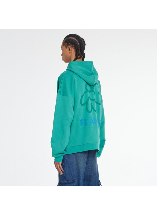 Flower Doodle Zip-up Hoodie - Green