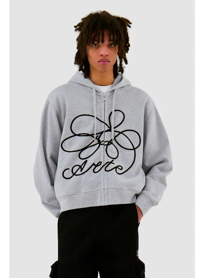 Flower Logo Zip Hoodie – Grey