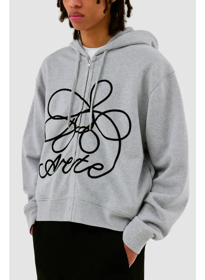 Flower Logo Zip Hoodie – Grey