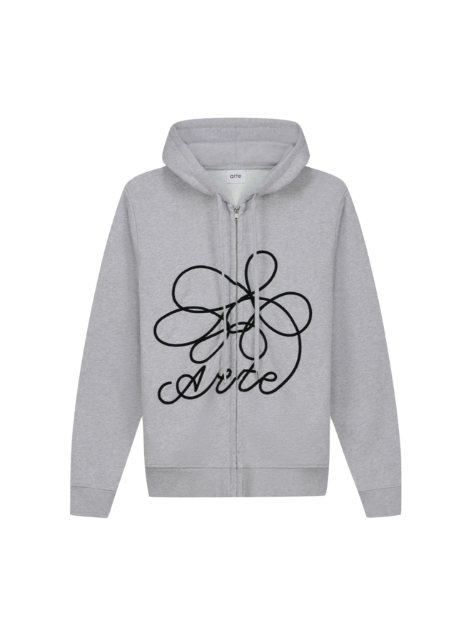 Flower Logo Zip Hoodie – Grey