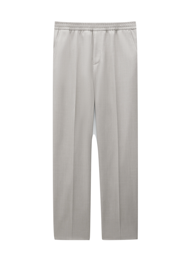 Relaxed Wool Trousers - Sage Melan