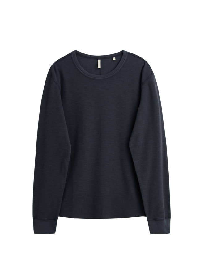 Waffle Tee Ls - Washed Black