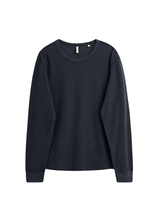 Waffle Tee Ls - Washed Black
