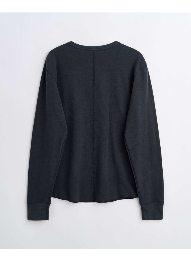 Waffle Tee Ls - Washed Black
