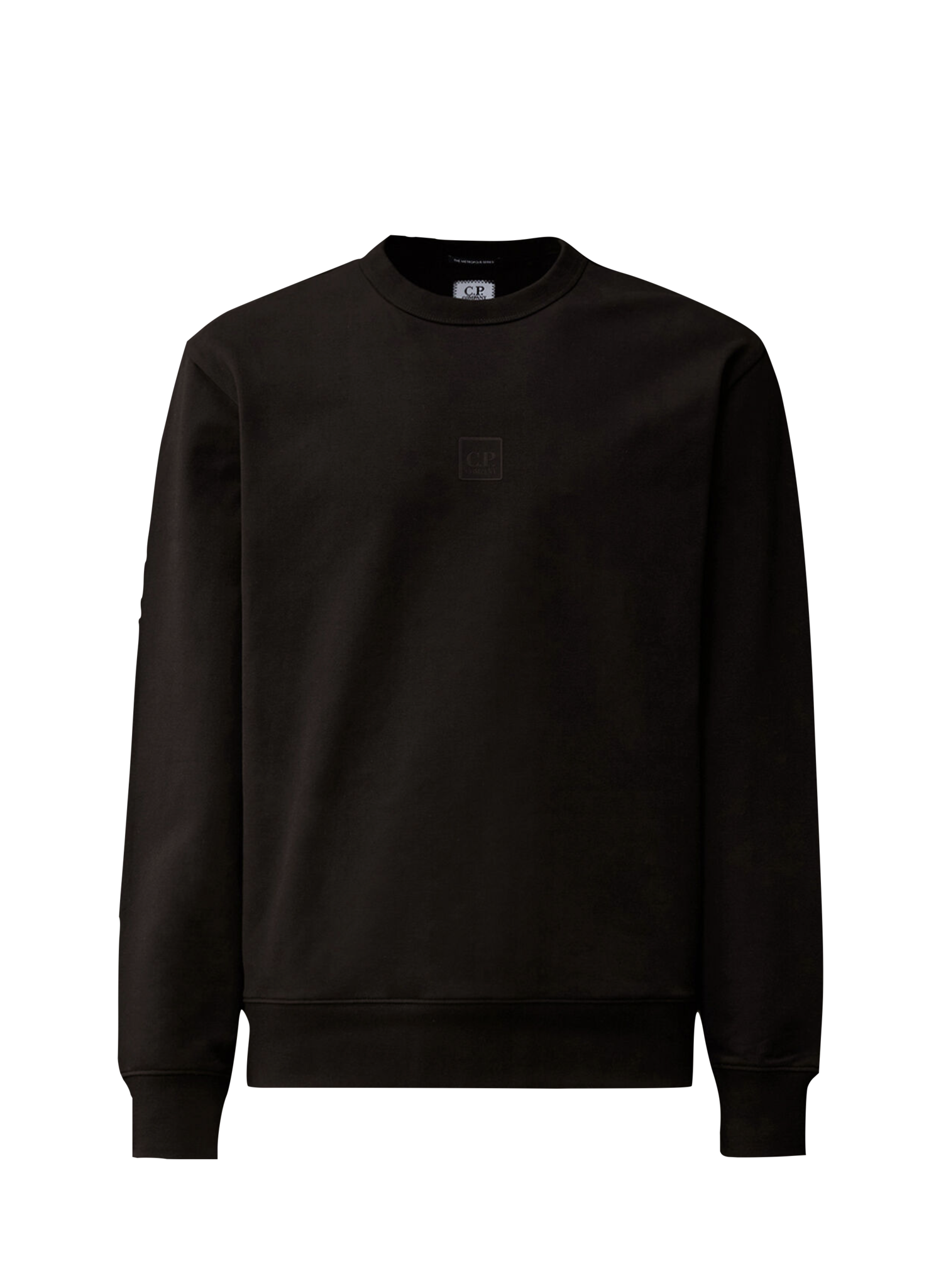 CP COMPANY| (Stretch Fleece Mixed Crew Neck Sweatshirt Stretch Fleece Crew Neck - Black - Mensroom