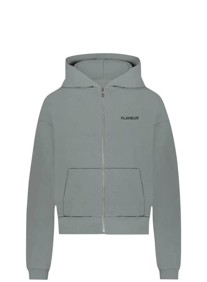 Logo Zip-Up Hoodie - Steel Green