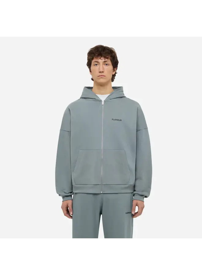 Logo Zip-Up Hoodie - Steel Green