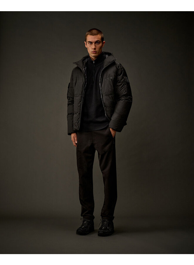 Extrafine Merino Wool Polo Collar - Black