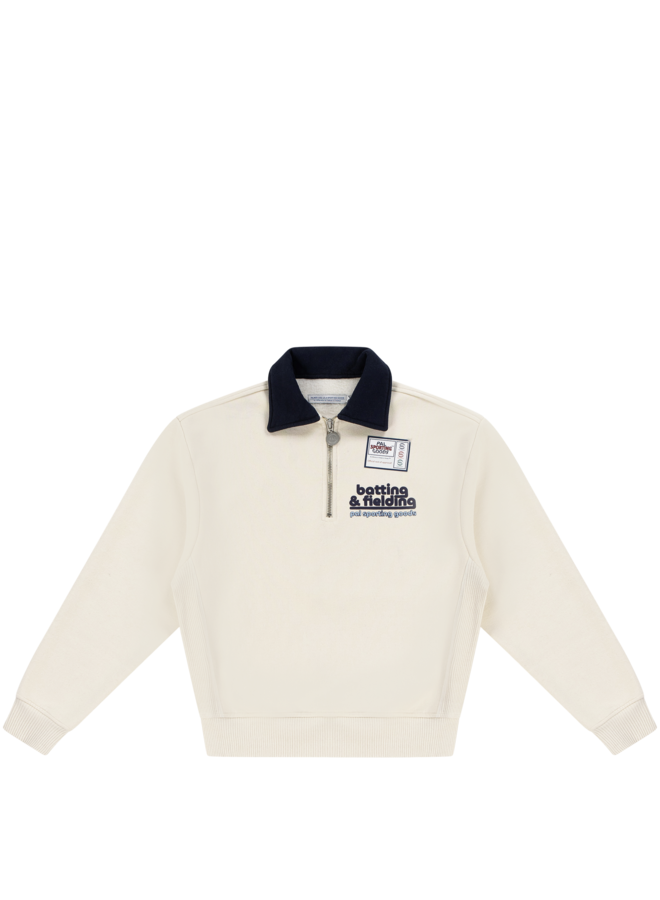 Batting & Fielding half Zip - Marshmallow
