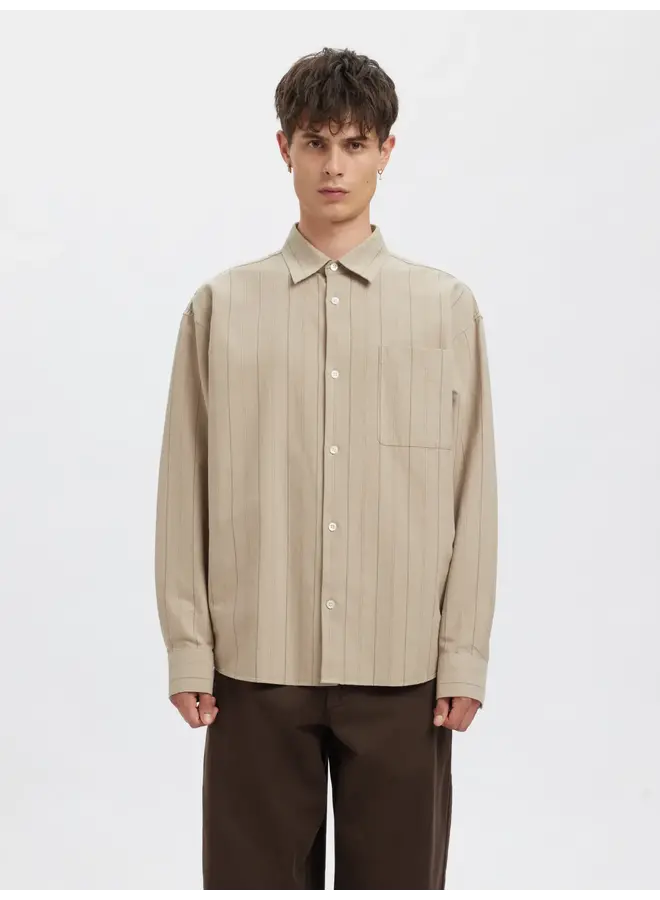 Anrvolund Oxford Ls Shirt - Pure Cashmere Stripes