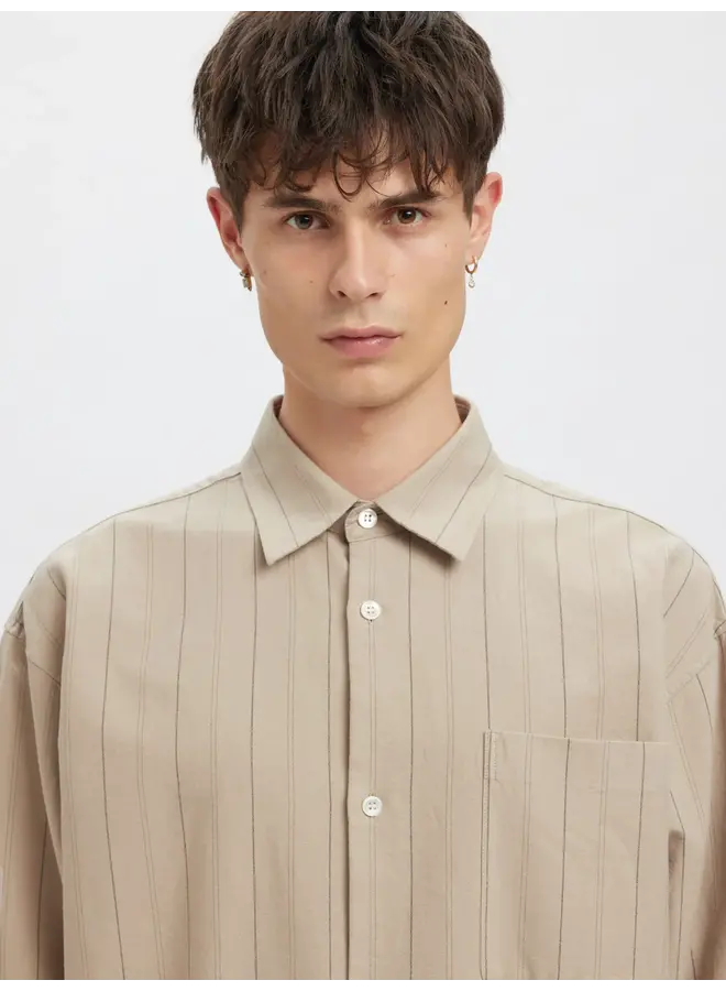 Anrvolund Oxford Ls Shirt - Pure Cashmere Stripes