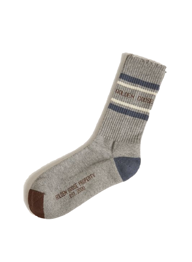 Socks Hight Rib - ChinaBlue/OffWhite/Coffee