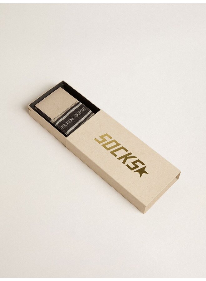 Socks Hight Rib - ChinaBlue/OffWhite/Coffee