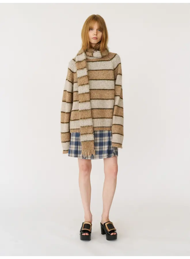 Narrow Scarf - Beige Stripe