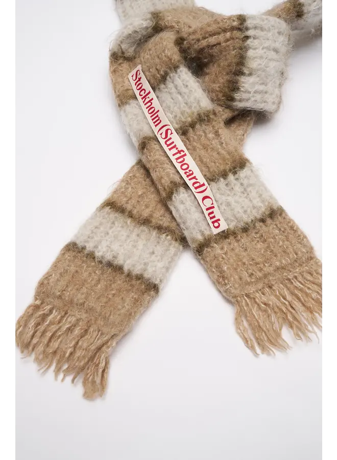 Narrow Scarf - Beige Stripe