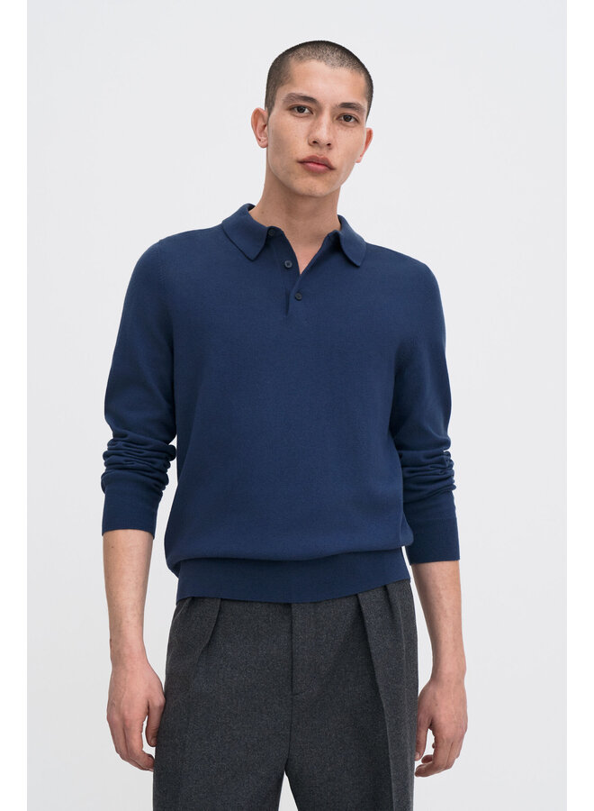 Knitted Polo Shirt - Dusk Blue