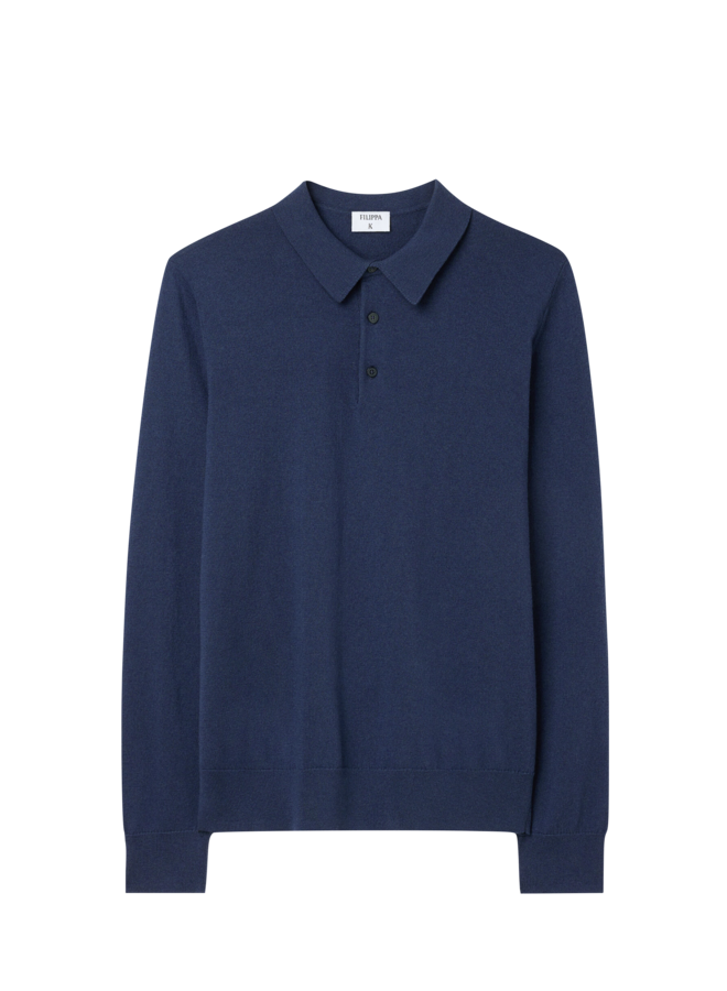 Knitted Polo Shirt - Dusk Blue