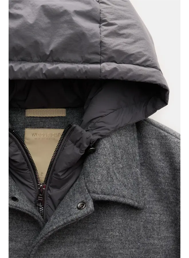 Knitted Wool Shirt Jacket - Medium Grey Melange