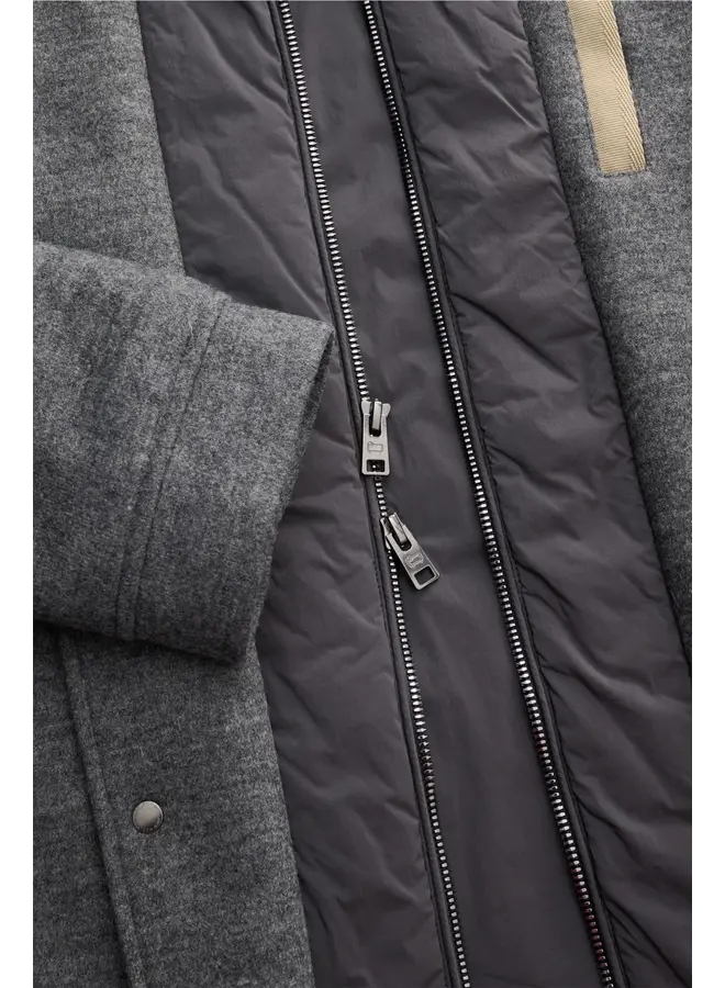 Knitted Wool Shirt Jacket - Medium Grey Melange