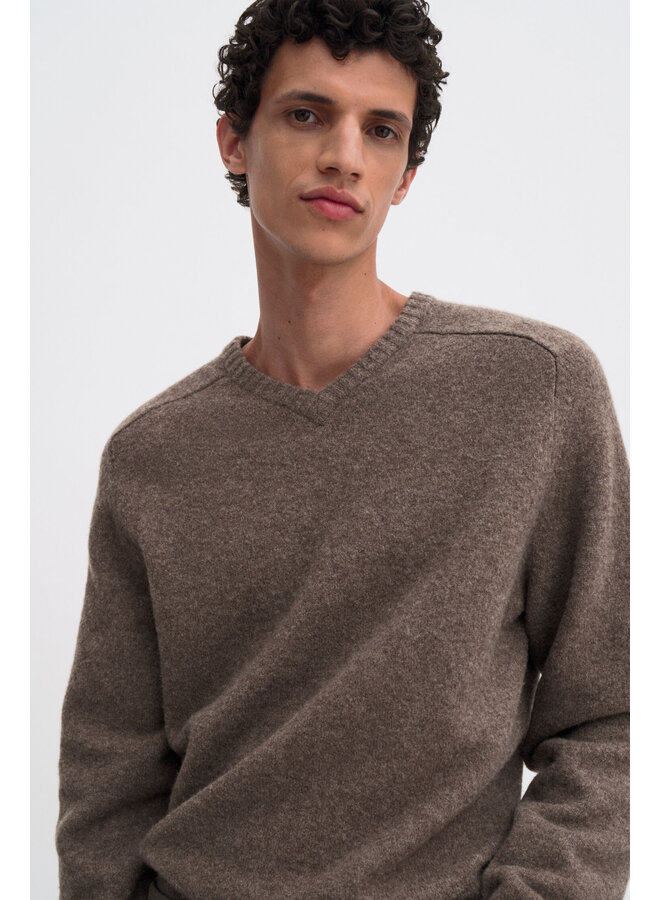 Yak Wool V- Neck Sweater - Driftwood