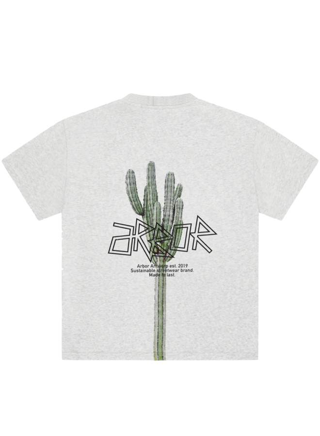 Pixle Cactus T-Shirt - Grey Melange