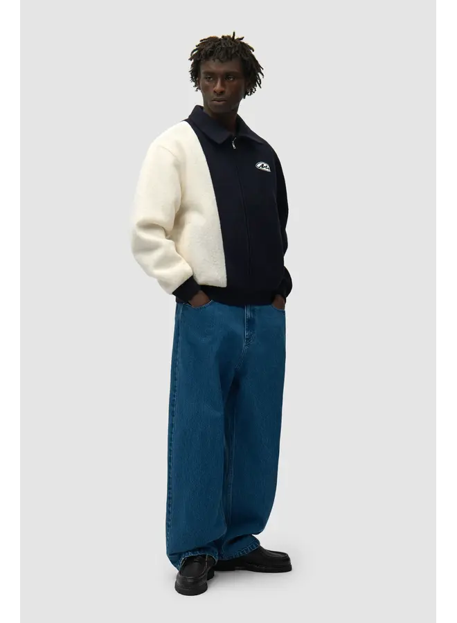 Wool Varsity Jacket - Blue/White