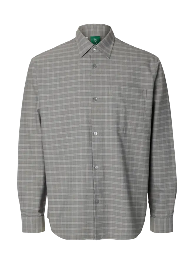 Anraslund Mix Oxford Ls Shirt - Chiseled Stone Grey